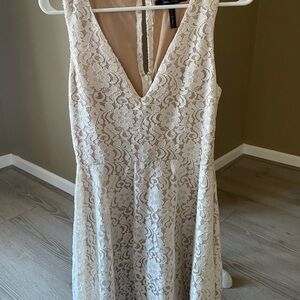 BCBGMaxAzria Cream Lace Backless Dress